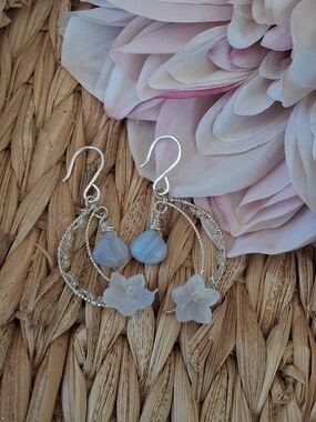 Moon Earrings With Blue Lace Agate
